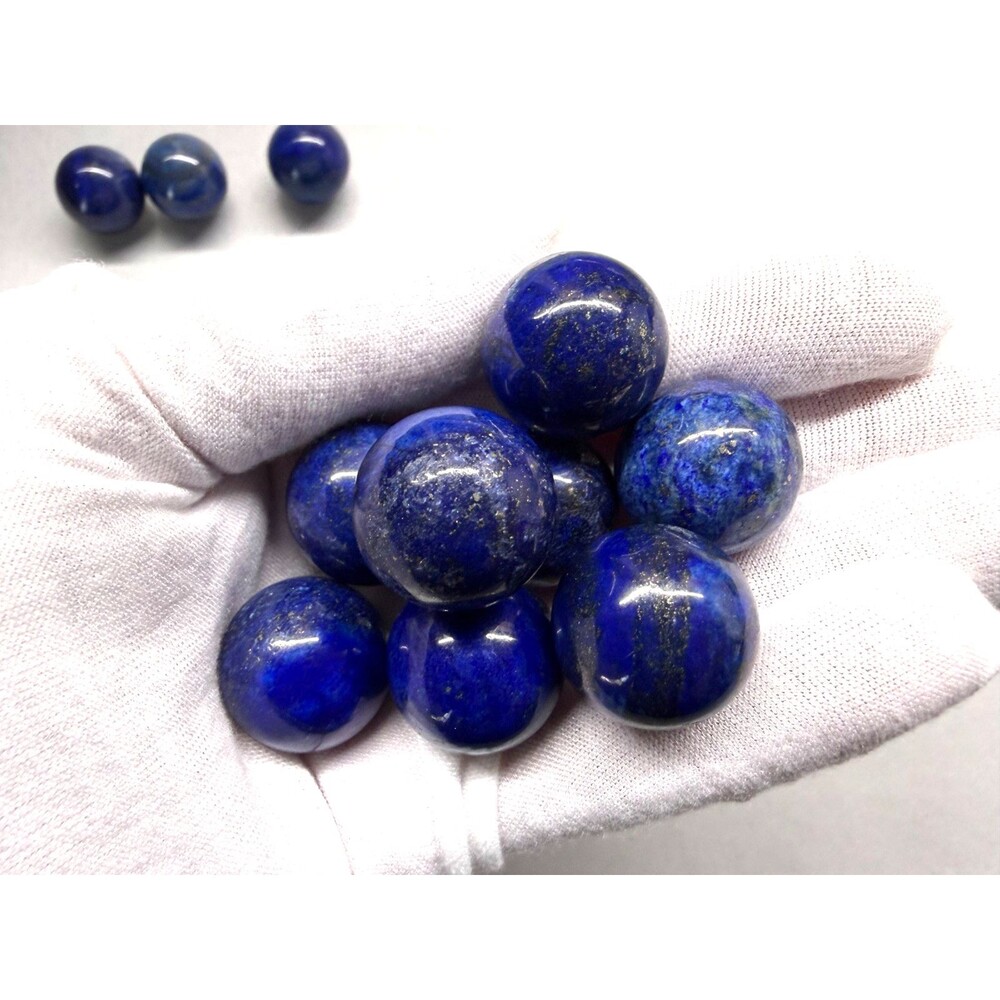 Lapis Lazuli 20mm Polished Sphere Natural No Dye Crystal Ball Blue Velvet Bag